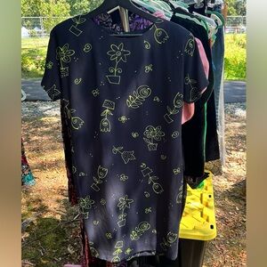 Jones New York vintage dress- Black with Green Floral Print